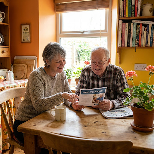 Family discussing care options together at home